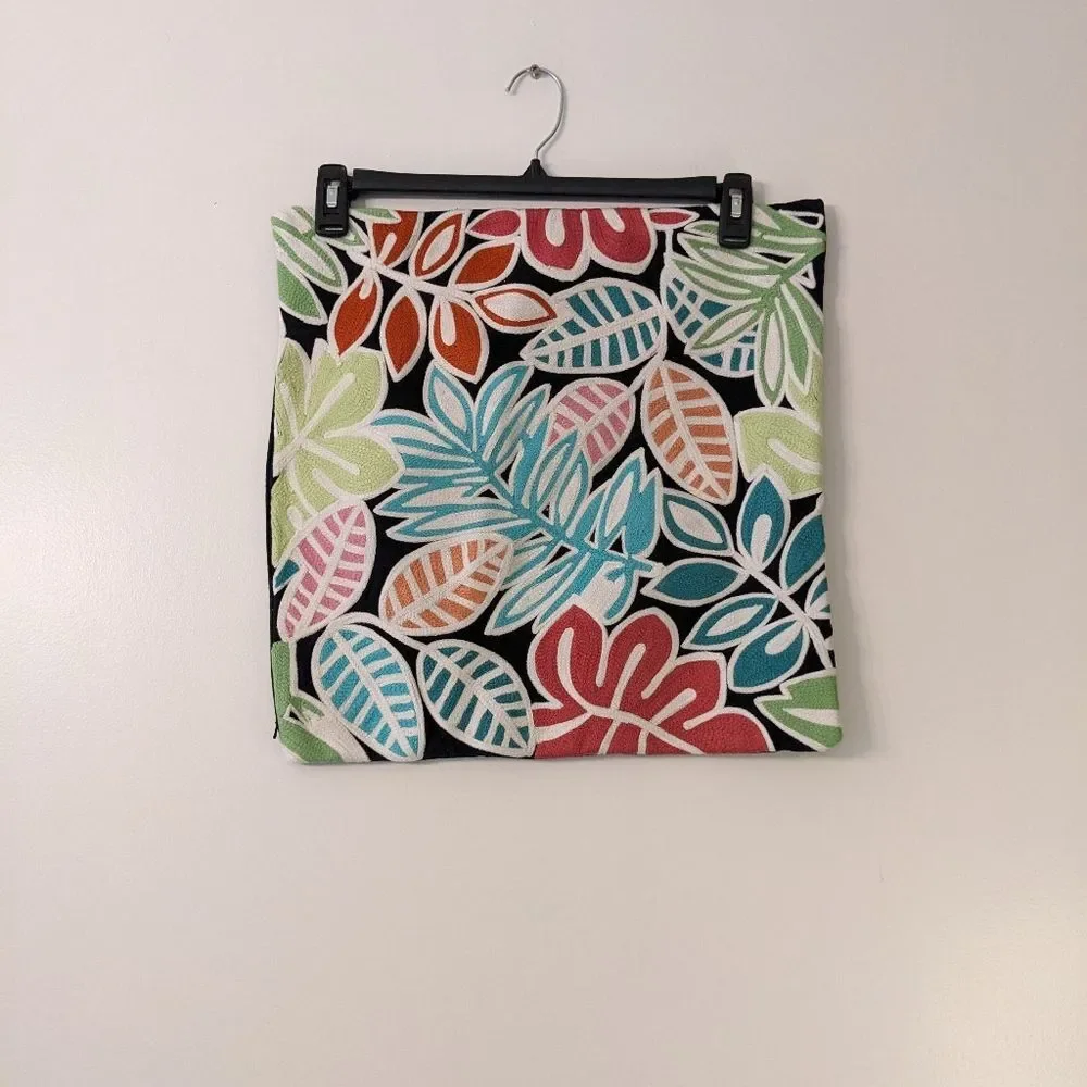 Potter Barn Teen embroidered leaf pillow cover